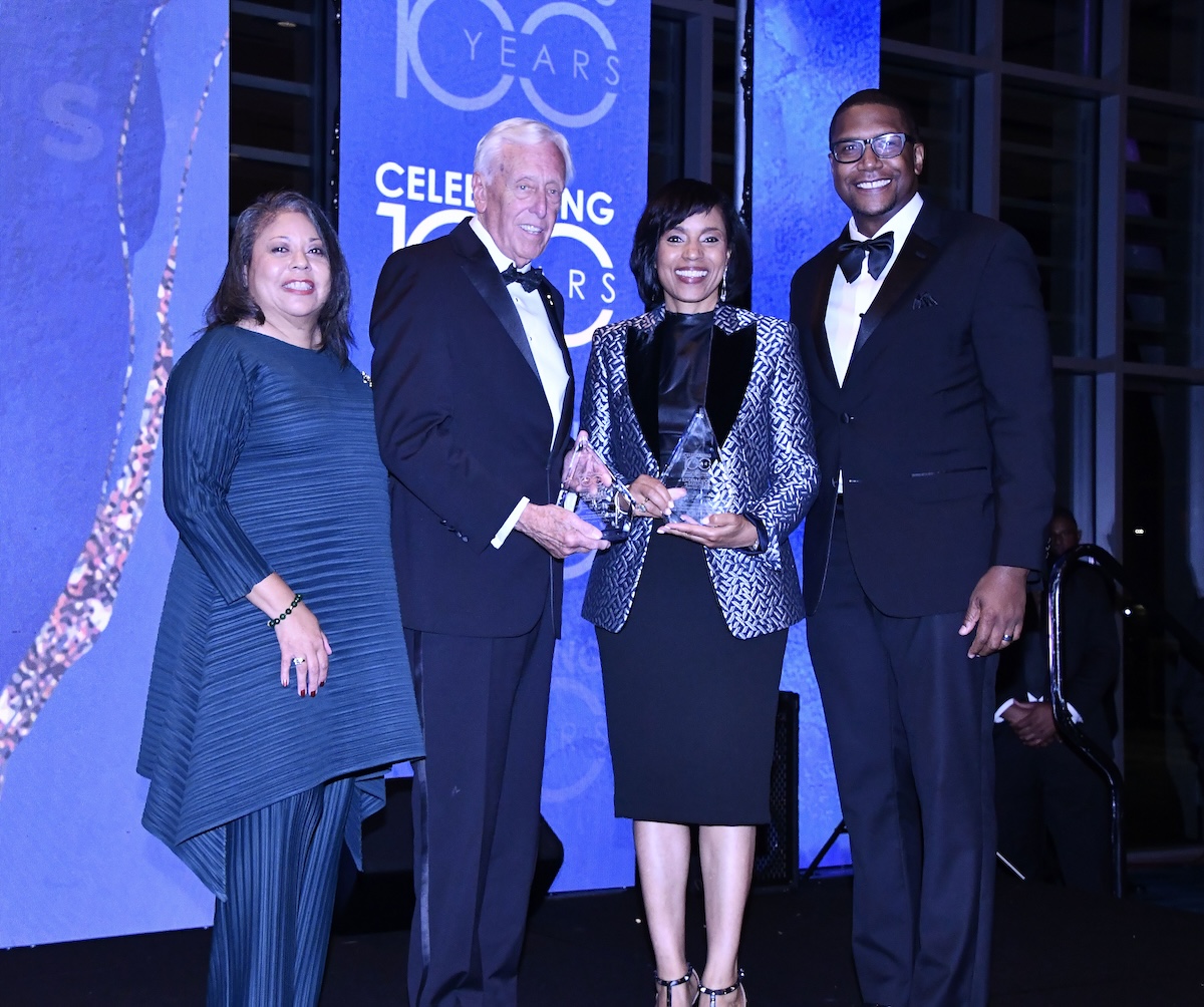 Donna Graves of Kaiser Permanente poses with U.S. Rep. Steny Hoyer (D-Maryland), Prince George’s County Executive Angela Alsobrooks and Prince George’s Chamber of Commerce President and CEO Alexander K. Austin at the Prince George’s County Chamber of Commerce Excellence in Business Awards Gala at the Gaylord National Harbor on Oct. 5. (Robert R. Roberts/The Washington Informer)